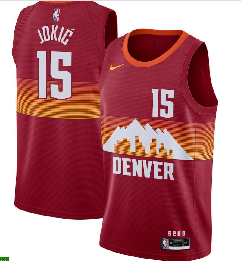 Men Denver Nuggets #15 Jokic red city Edition Nike NBA Jerseys->houston rockets->NBA Jersey